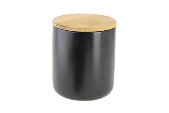 cosy & trendy APEROPOTJE ZWART D10XH12CM KERAMIEK +DEK SEL BAMBOE