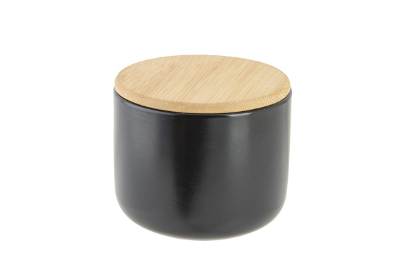 cosy & trendy APEROPOTJE ZWART D10XH8CM KERAMIEK + DEKSEL BAMBOE