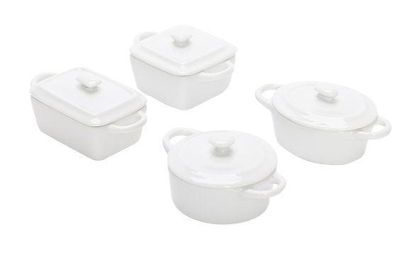 cosy & trendy APEROPOTJES SMALL MET DEKSEL SET4 ASS RO ND-OVAAL-VIERKANT-RECHTHOEKIG