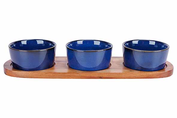 cosy & trendy APEROSET 4PCS - SERVEERPLANK 32X10 5CM + 3X BOWL D8 5X4CM