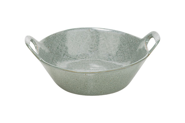 cosy & trendy ASMARA GREEN-GREY SCHAALTJE D16-18CM H4.8CM MET 2 GREPEN