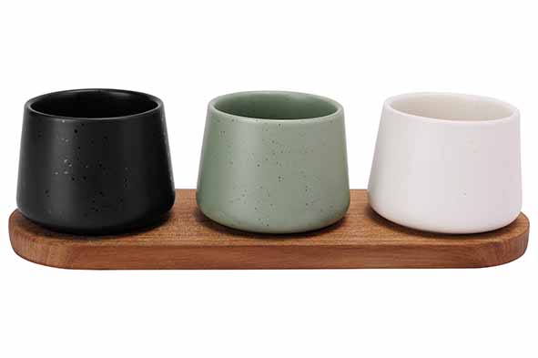cosy & trendy BITES APEROSET 4PCS - SERVEERPLANK 30X10CM + 3X BOWL D9X7CM