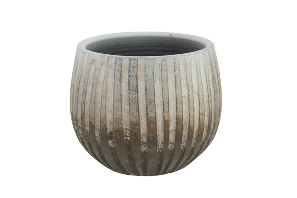 cosy & trendy BLOEMPOT BLACK INSIDE GROEN 19X19XH19CM ROND AARDEWERK