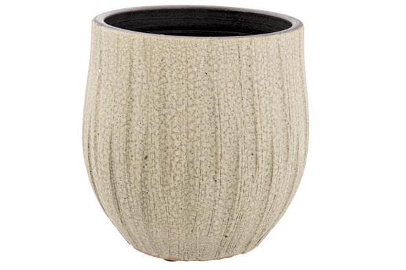 cosy & trendy BLOEMPOT BLACK INSIDE GROEN 23X23XH23CM ROND AARDEWERK