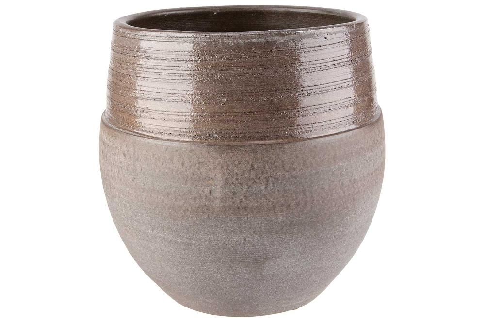 cosy & trendy BLOEMPOT CARA TOP GLAZED GREIGE 17X17XH1 7CM ROND AARDEWERK