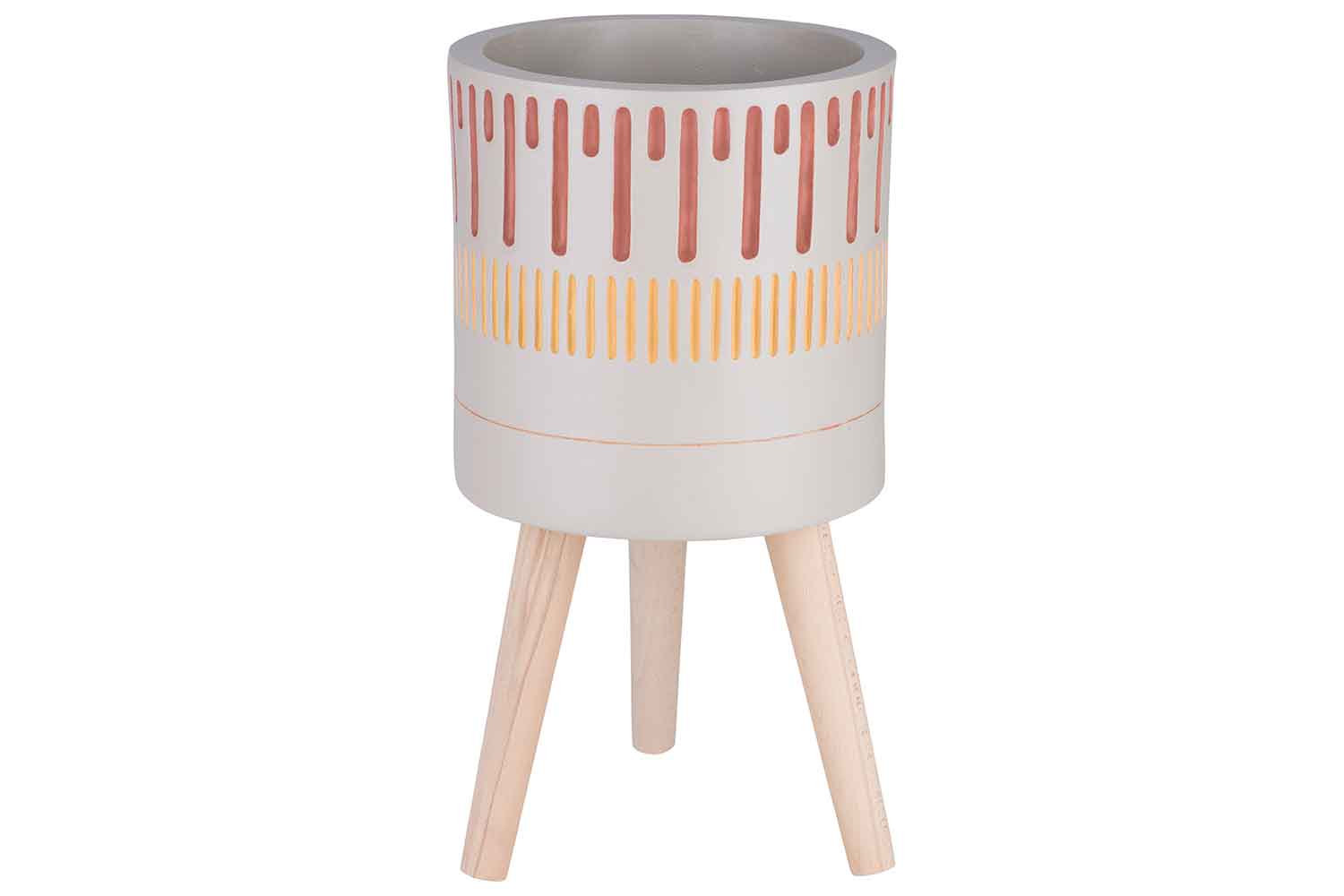 cosy & trendy BLOEMPOT CINNAMON ON 3 WOODEN FEET CREME 30X30XH31CM CILINDRISCH MAGNESIUM