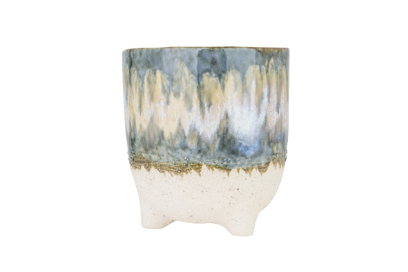 Cosy & Trendy BLOEMPOT COLORMIX GLAZING BLAUW 13X13XH14CM ROND AARDEWERK