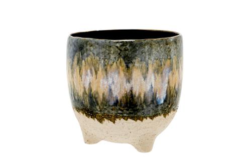 cosy & trendy BLOEMPOT COLORMIX GLAZING BLAUW 16 5X16 5XH16 5CM ROND AARDEWERK