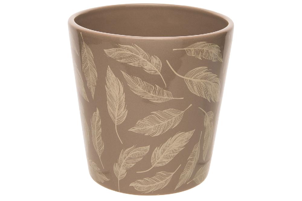 cosy & trendy BLOEMPOT FEATHERS TAUPE 13X13XH13CM CONI SCH DOLOMIET