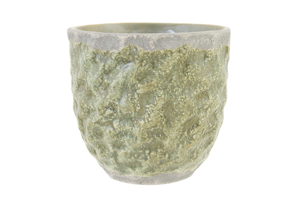 cosy & trendy BLOEMPOT FOREST TEXTURE GROEN 14X14XH13C M ROND CONISCH AARDEWERK