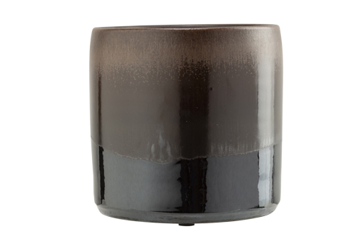 Cosy & Trendy BLOEMPOT GLAZED BRUIN 13X13XH13CM CILIND RISCH AARDEWERK