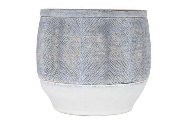 cosy & trendy BLOEMPOT GREY WASH BRUIN 14X14XH12 5CM R OND AARDEWERK