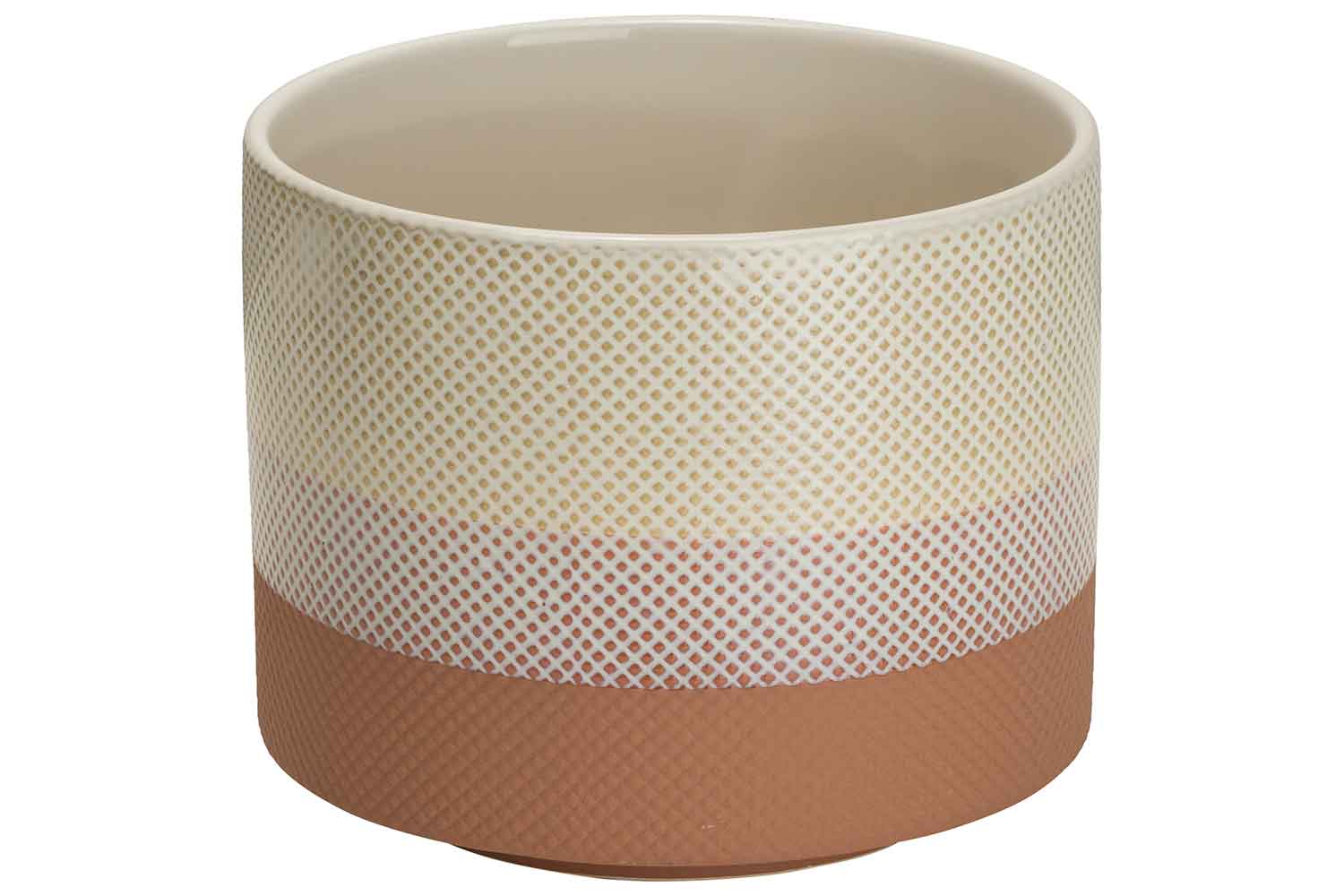 cosy & trendy BLOEMPOT MIX STRIPED CREAM OUD ROZE 14X1 4XH12CM ROND AARDEWERK
