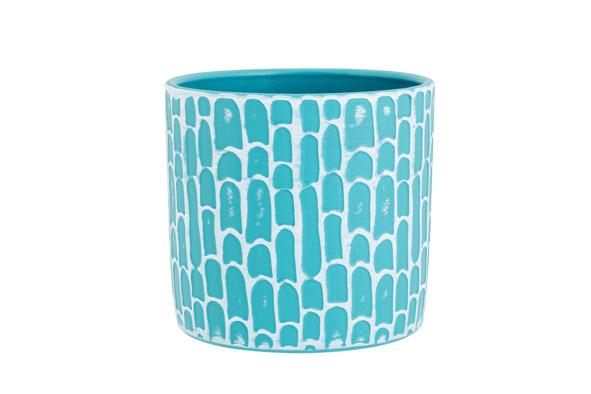 cosy & trendy BLOEMPOT SCALES TURKOISE 13 5X13 5XH13CM CILINDRISCH AARDEWERK