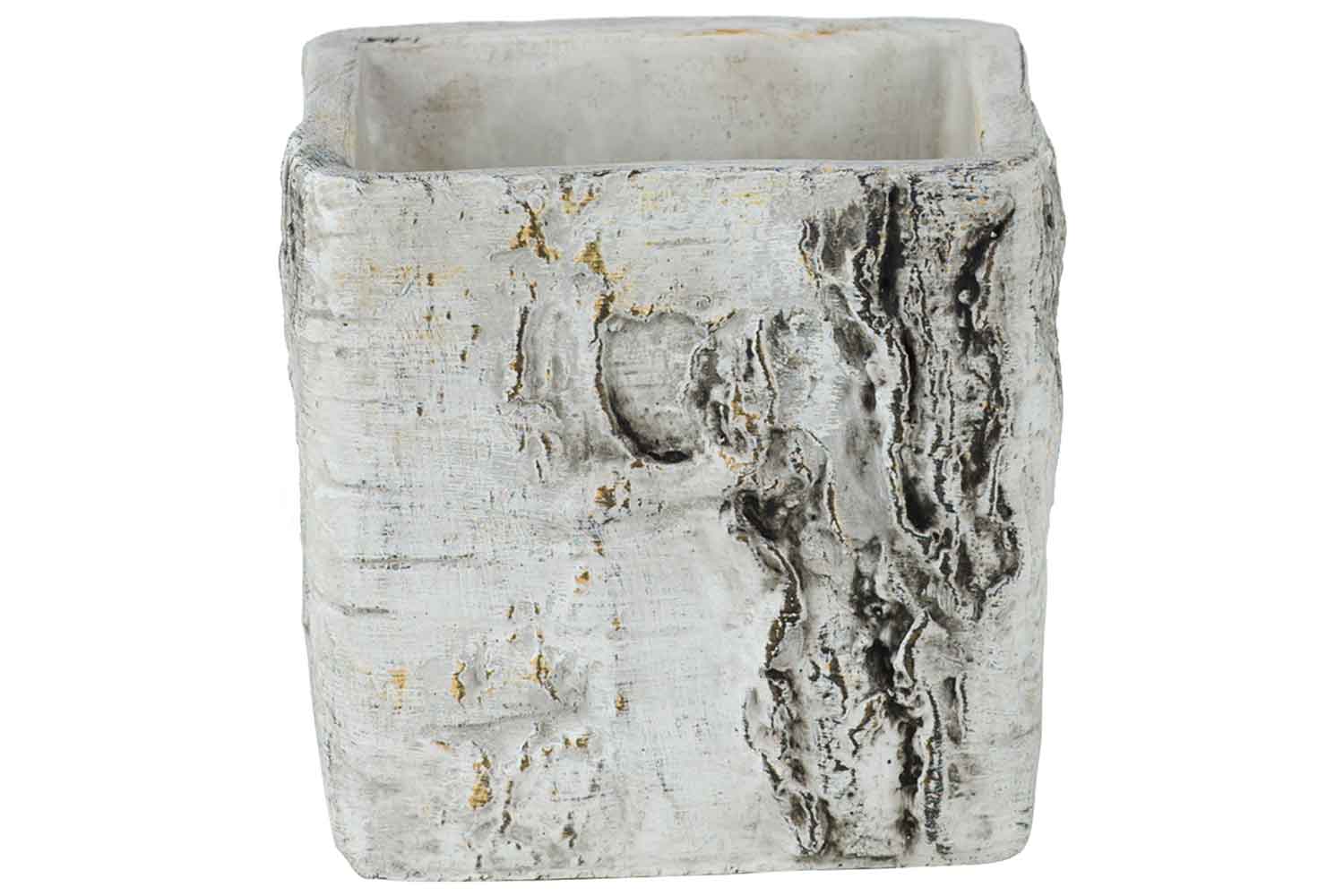 cosy & trendy BLOEMPOT SCHORS LOOK ECORCE-BARK GREIGE 12X12XH12CM VIERKANT CERAMIC