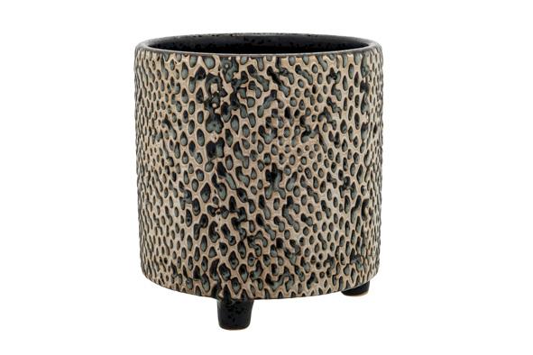 Cosy & Trendy BLOEMPOT SERRA GRID ZWART 11 5X11 5XH11C M ROND AARDEWERK