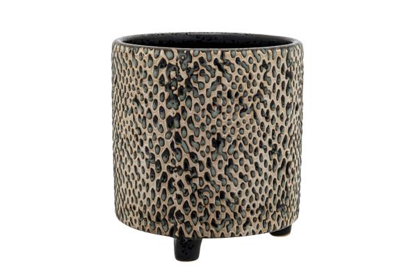 Cosy & Trendy BLOEMPOT SERRA GRID ZWART 13X13XH14CM RO ND AARDEWERK