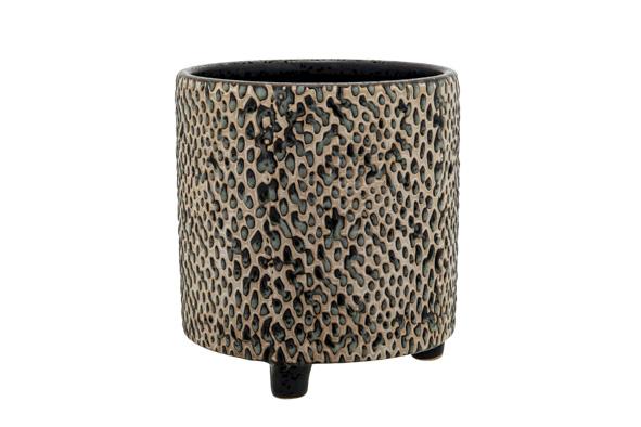 cosy & trendy BLOEMPOT SERRA GRID ZWART 15 5X15 5XH15C M ROND AARDEWERK