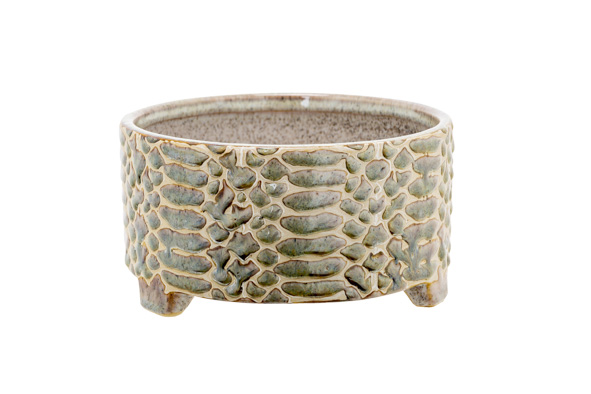 Cosy & Trendy BLOEMPOT SERRA SNAKE GRIJS 11 5X11 5XH11 CM ROND AARDEWERK