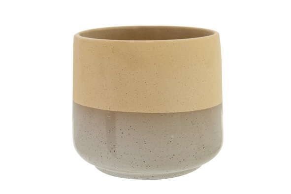 cosy & trendy BLOEMPOT TOP PART SANDED FINISH ZAND 15X 15XH15CM ROND AARDEWERK