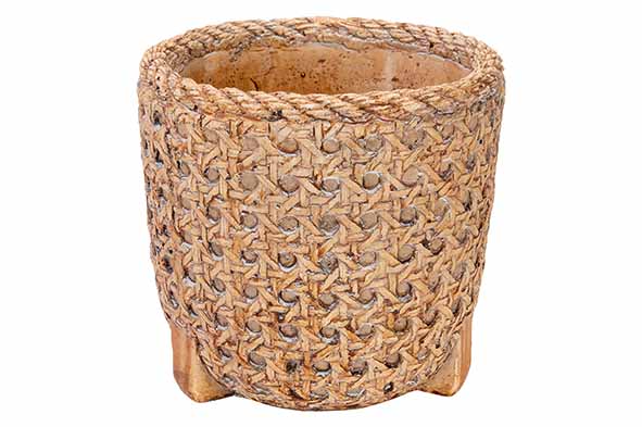 cosy & trendy BLOEMPOT WICKER BEIGE 12X12XH12CM ROND C EMENT