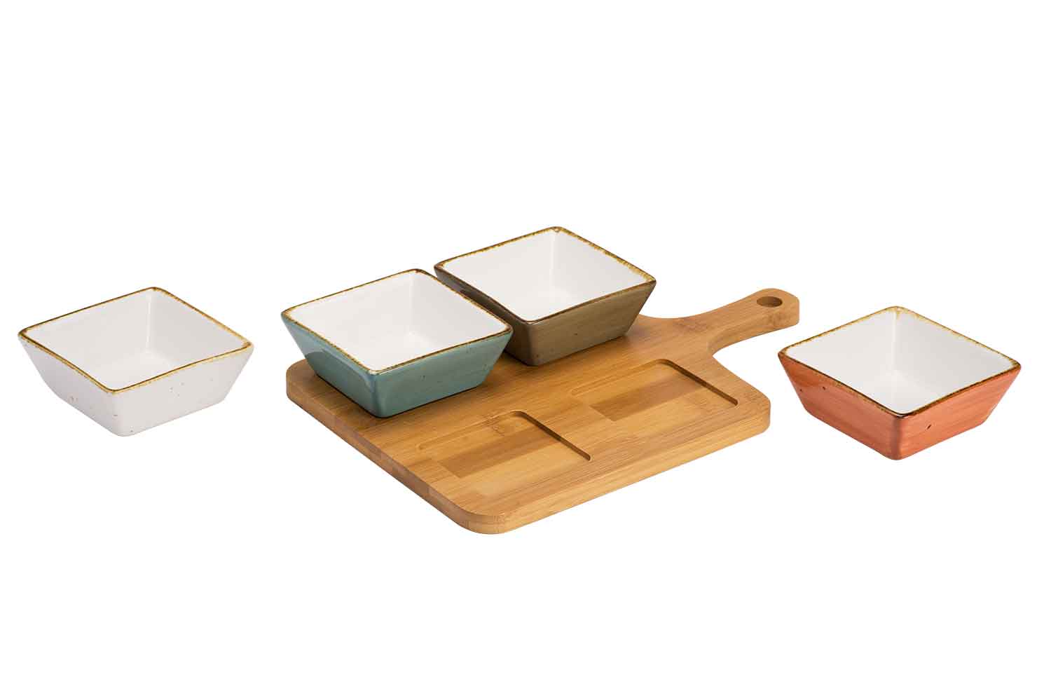 cosy & trendy BRISBANE MIX APEROSET 5-DLG 29 5X20 H4.5CM BAMBOE BASIS -SCHAALTJE 9X9XH4CM