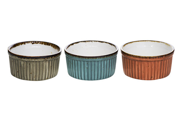 Cosy & Trendy BRISBANE RAMEKIN 3 ASS D8 8XH4 4CM BLUE-GREY-ORANGE
