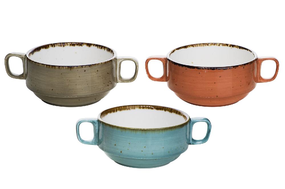 Cosy & Trendy BRISBANE SOEPKOM 3 ASS D10XH5 3CM 2 GREPEN - BLUE-GREY-ORANGE