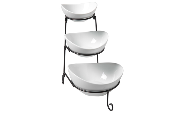 cosy & trendy BUFFET ETAGERE M.3SCHALEN ZWART-WIT H33C M 11 5X13CM - 14 5X16CM - 18 5X20CM