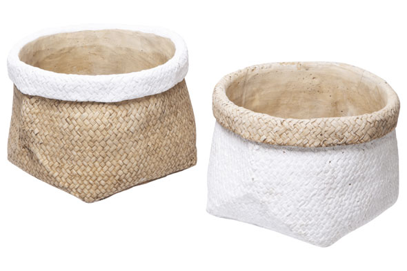 Cosy & Trendy CACHEPOT ASS2 NATURAL-WHITE 23X23XH15 5CM ROND CEMENT