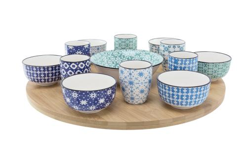 cosy & trendy CHLOE 14DLG DRAAISCHOTEL D40CM BAMBOE BOWL 6X 9X4 8 - 6X 5 6X6 7 - 1X 15X4 8