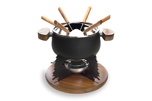 cosy & trendy FONDUESET GEËMALLEERD ZWART 2L 6 PERS