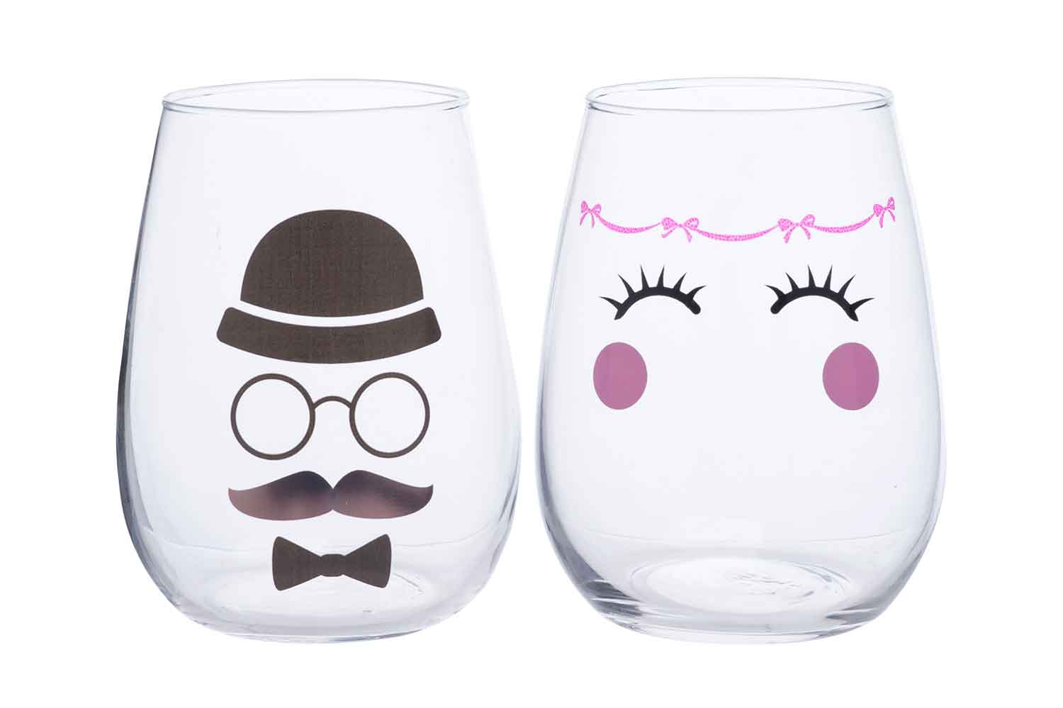 Cosy & Trendy GLAS FACES 47CL H11CM 2 ASS