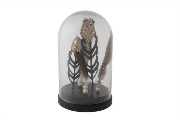 cosy & trendy GLAZEN STOLP PLUIMEN D16XH26CM