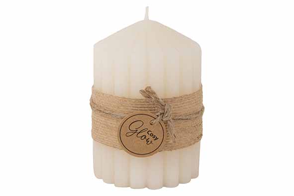 Cosy & Trendy KAARS RIBBLE CREME 7X7XH10CM 40H