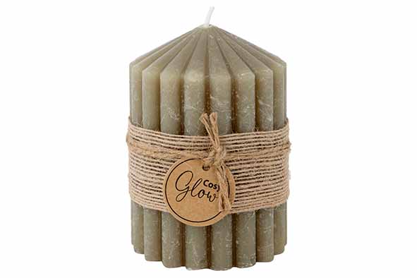 Cosy & Trendy KAARS RIBBLE OLIJFGROEN 7X7XH10CM 40H