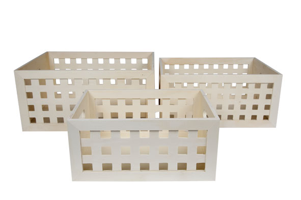 Cosy & Trendy OPBERGBOXEN SET3 GLS HOUT MET VIERKANT