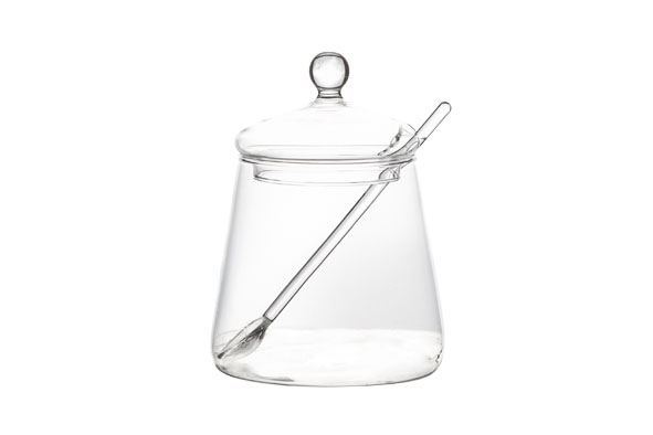 cosy & trendy POTJE MET LEPEL GLAS D8.5XH14.5CM