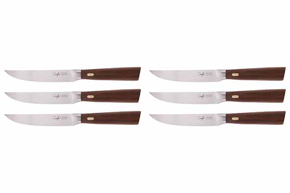 cosy & trendy COUTEAUX & CO STEAKMES 12CM SET6 GLAD LEMMET - WALNOTEN HANDVAT
