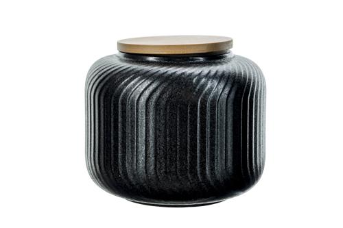 cosy & trendy DAKOTA BLACK VOORRAADPOT D13 8XH11.8CM 1.13L MET HOUTEN DEKSEL