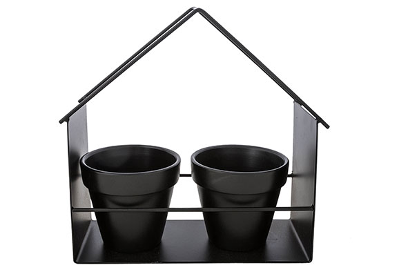 cosy & trendy DECOREK HOUSE X2 POTS D10-H9CM ZWART 24 5X10XH24CM METAAL