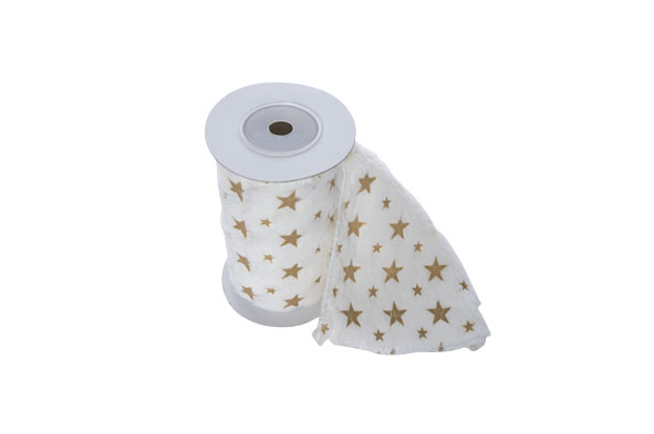 cosy & trendy DECOSTOF WIT TEXTIEL L12 B200 WITH GOLDE N STARS