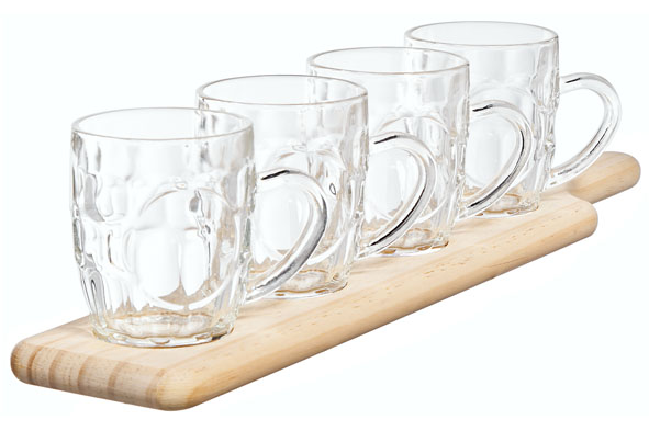 cosy & trendy DEGUSTATIE SET PLANK - 4 PINTEN 285ML 48X10XH1.8CM - GLAS D7.5X11.5XH9CM