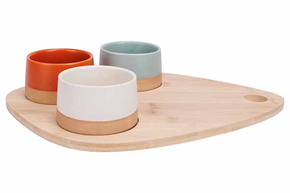 cosy & trendy DELA APEROSET 4PCS - SERVEERPLANK 36X27 CM + 3X BOWL D9 5X5 5CM