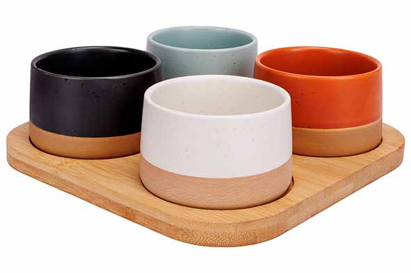 cosy & trendy DELA APEROSET 5PCS - SERVEERPLANK 22X22 CM + 4X BOWL D9 5X5 5CM