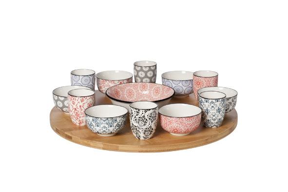 cosy & trendy DELIRIO 14-DLG DRAAISCHOTEL D40CM BAMBOE BOWL 6X 9X4 8 - 6X 5 6X6 7 - 1X 15X4 8