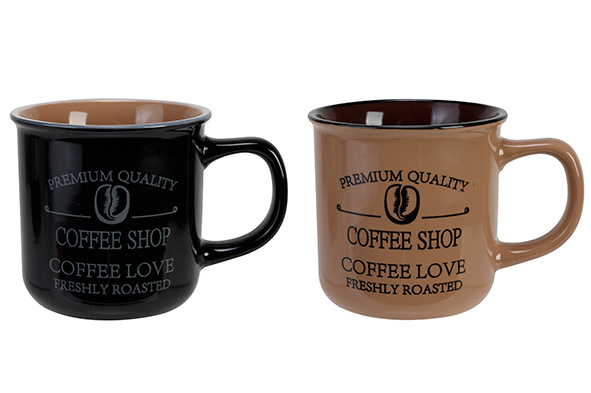 cosy & trendy DESAYUNO BEKER D9XH8.5CM 30CL SET 2 ASS LIGHT BROWN - BLACK