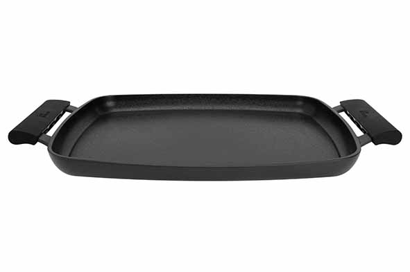 cosy & trendy DURABLE TEPPANYAKI NO STICK ZWART 48X29XH4 5CM MET 2 SILICONEN HOUDERS