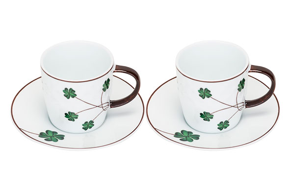 cosy & trendy ESPRESSOTAS EN ONDERTAS 11CL SET 2 KLAVERBLAD - D6XH6CM - ONDERTAS D11.5CM