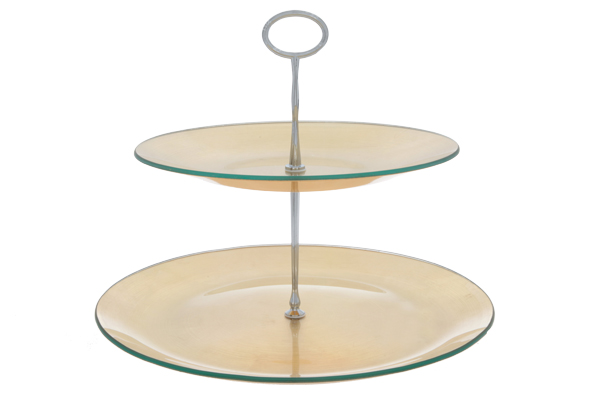 cosy & trendy ETAGERE D25-31XH25CM GLAS GOLD 2 NIVEAUS